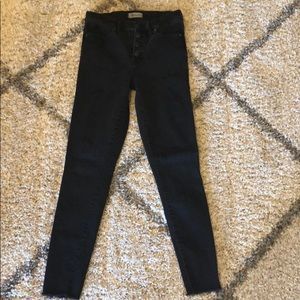 Madewell exposes button fly raw hem jeans. 30 tall